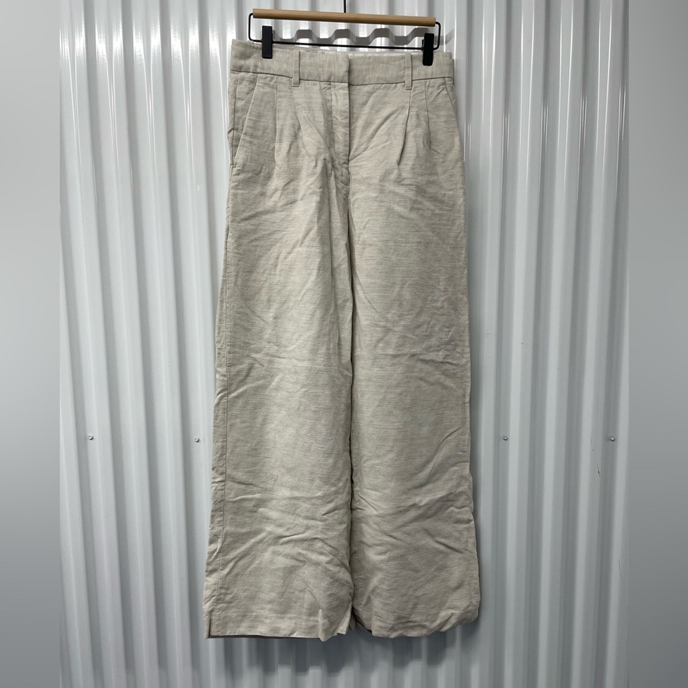 Aritzia Cream Wide-Leg Pants